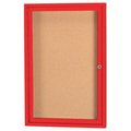 Aarco Aarco Products DCC2418RR 1-Door Enclosed Bulletin Board - Red DCC2418RR